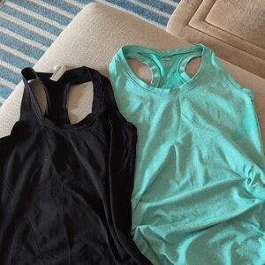 Black and Aqua Racerback Tank Tops